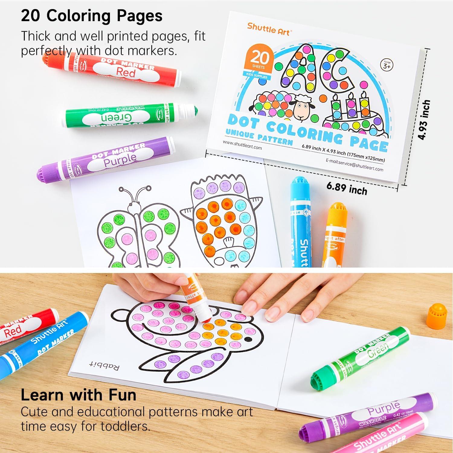imageShuttle Art Dot Markers 30 Colors Washable for Toddlers with Free Activity Book Bingo Daubers Supplies for Kids Preschool Children Non Toxic WaterBased Dot Art Markers36 Colors