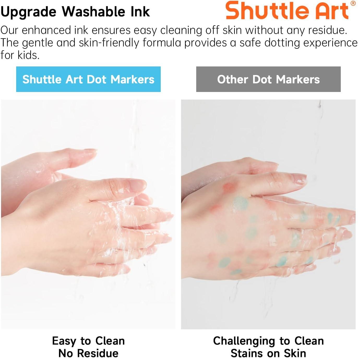 imageShuttle Art Dot Markers 30 Colors Washable for Toddlers with Free Activity Book Bingo Daubers Supplies for Kids Preschool Children Non Toxic WaterBased Dot Art Markers36 Colors