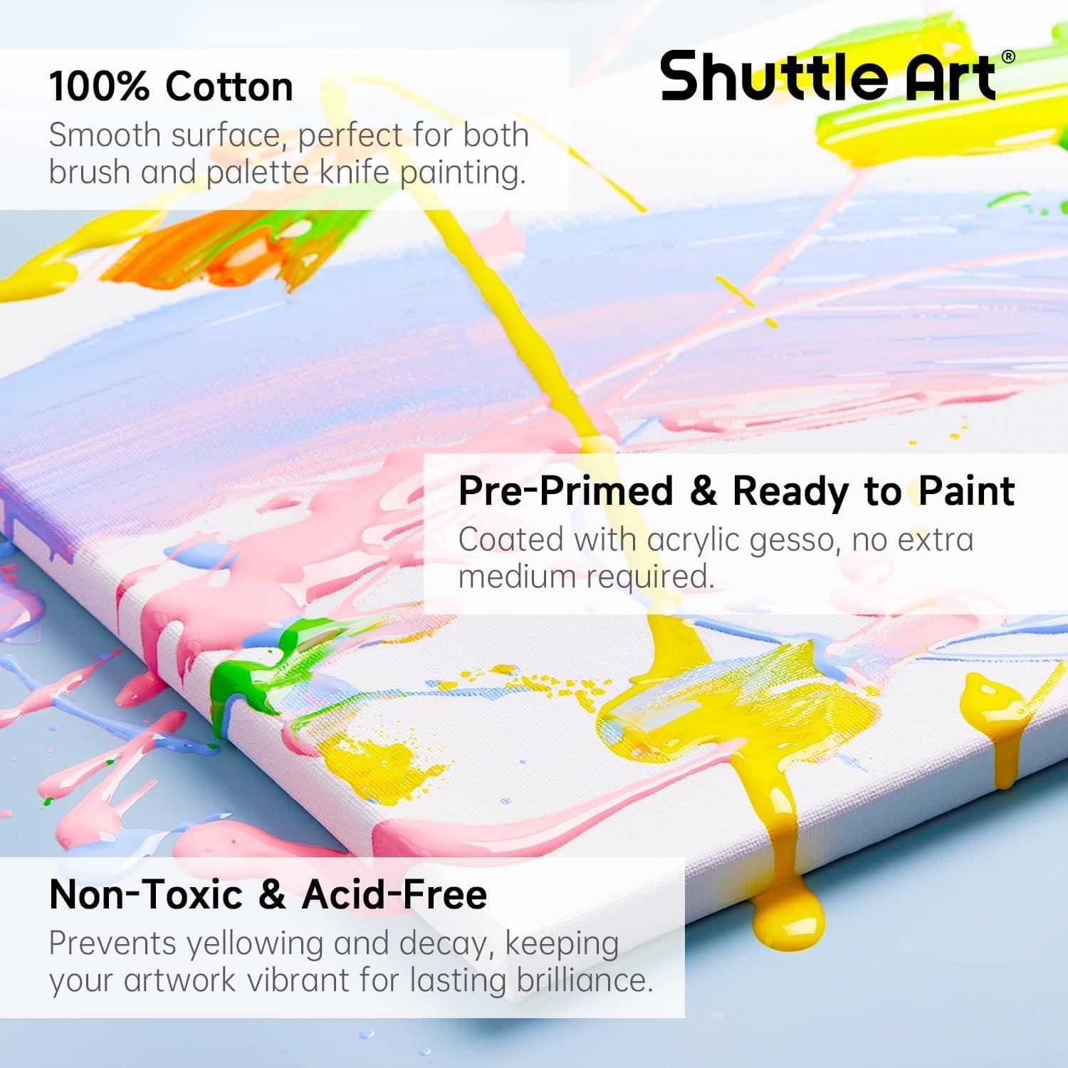 imageShuttle Art Stretched Canvas and Acrylic Paint Bundle Art Painting Supplies Set for 18 Colors Acrylic Paint Bottles 240ml812oz amp 20 Pack Painting Canvas 5x7 8x10
