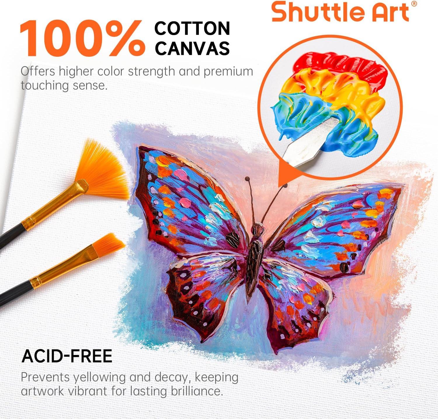 imageShuttle Art Canvas Panels and Acrylic Paint Bundle Art Painting Supplies Set for 18 Colors Acrylic Paint Bottles 240ml812oz amp 36 Pack Painting Canvas 5x7 8x10in