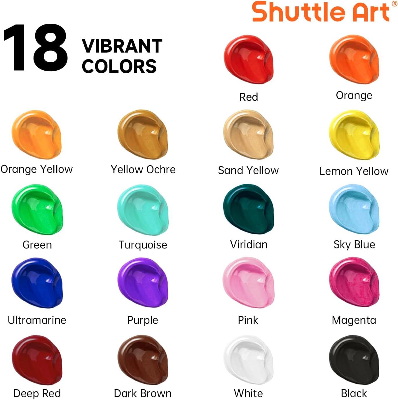 imageShuttle Art Canvas Panels and Acrylic Paint Bundle Art Painting Supplies Set for 18 Colors Acrylic Paint Bottles 240ml812oz amp 36 Pack Painting Canvas 5x7 8x10in
