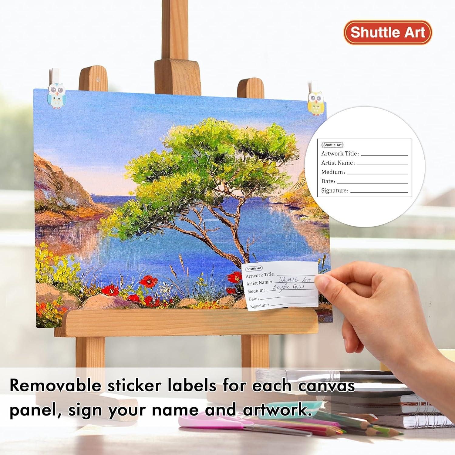 imageShuttle Art Canvas Panels and Acrylic Paint Bundle Art Painting Supplies Set for 18 Colors Acrylic Paint Bottles 240ml812oz amp 50 Pack Canvas Painting Kit with Paint Brushes Palette Painting Knive