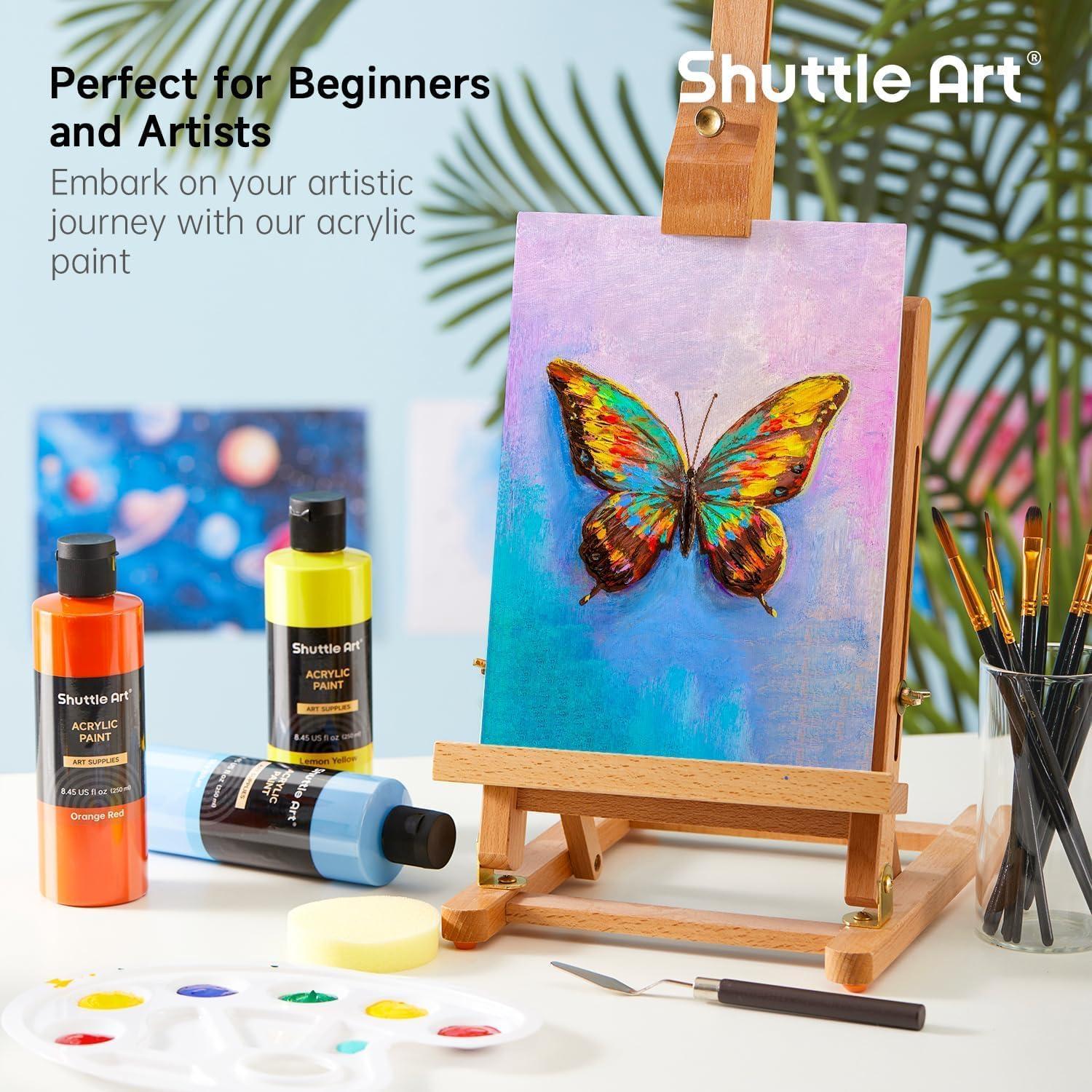 imageShuttle Art Canvas Panels and Acrylic Paint Bundle Art Painting Supplies Set for 18 Colors Acrylic Paint Bottles 240ml812oz amp 50 Pack Canvas Painting Kit with Paint Brushes Palette Painting Knive