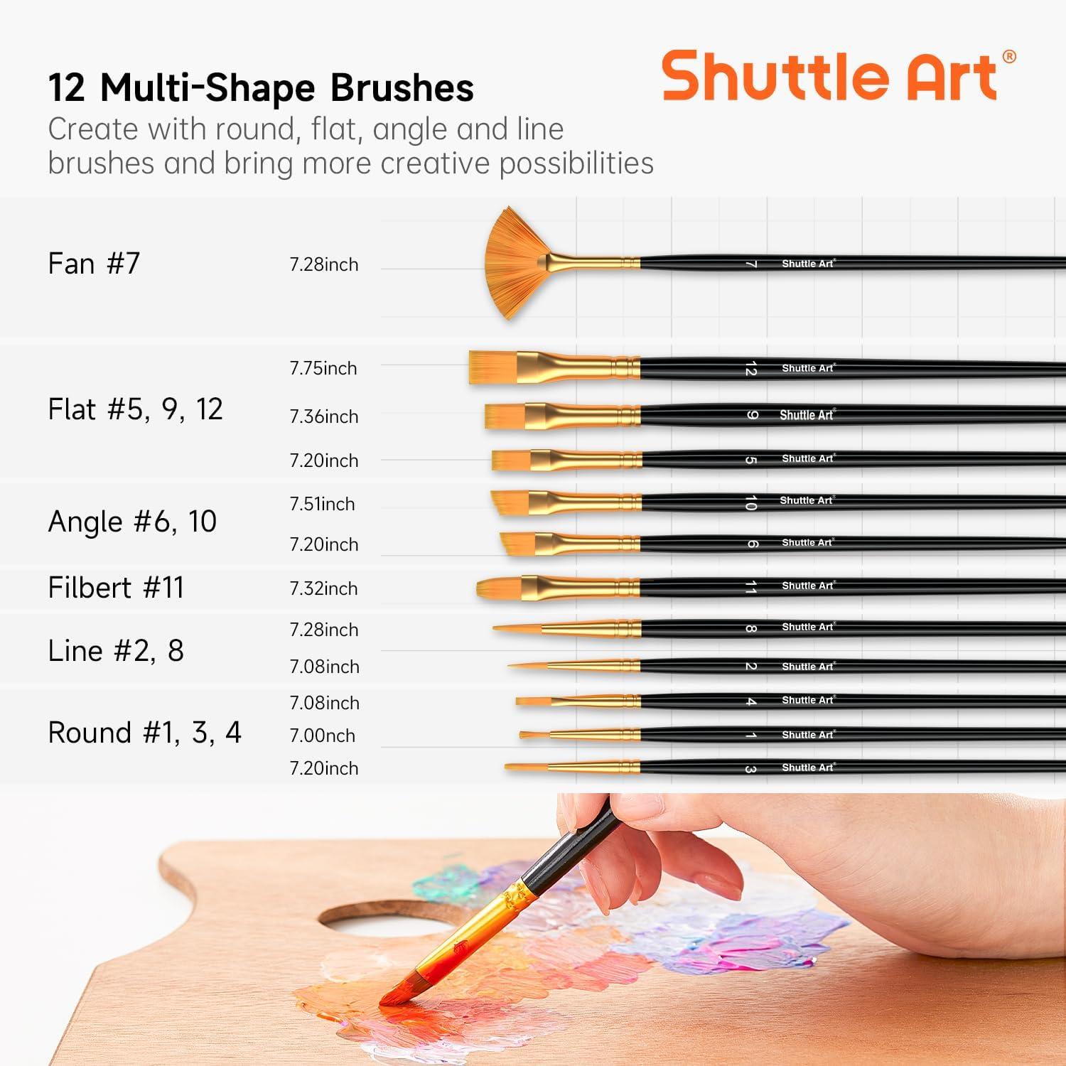 imageShuttle Art Canvas Panels and Acrylic Paint Bundle Art Painting Supplies Set for 50 Colors Acrylic Paint Bottles 60ml2oz amp 50 Pack Canvas Painting Kit with Paint Brushes Palette Painting Knives