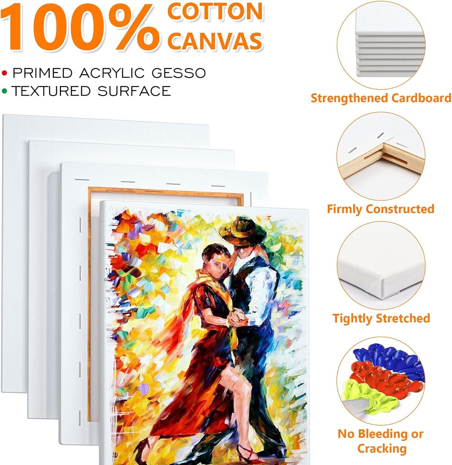 imageShuttle Art Canvases and Acrylic Paint Bundle Art Painting Supplies Set for 18 Colors Acrylic Paint Bottles 240ml812oz amp 34 Pack Painting Canvas 5x7 8x10 9x12 11x14