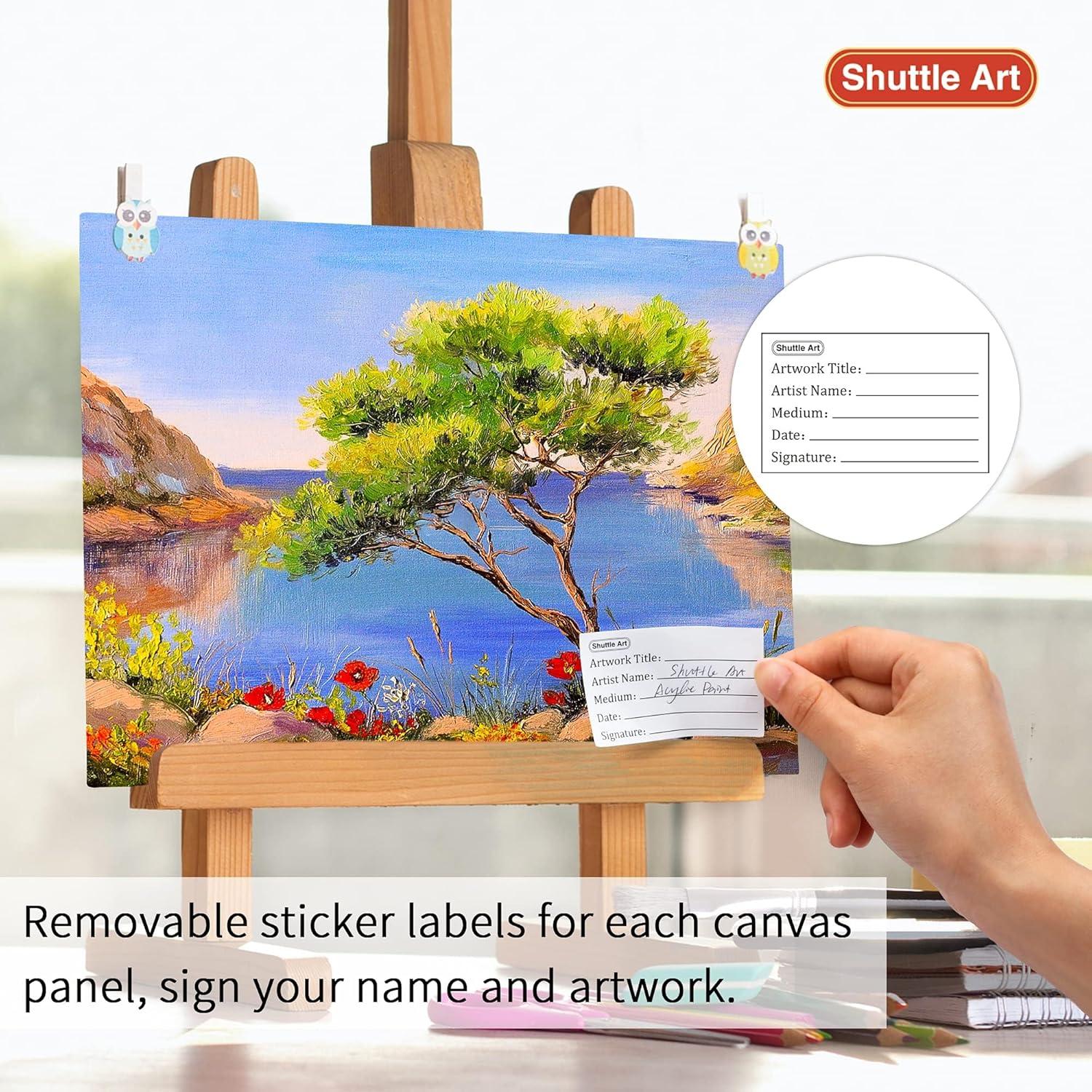 imageShuttle Art Canvases and Acrylic Paint Bundle Art Painting Supplies Set for 18 Colors Acrylic Paint Bottles 240ml812oz amp 34 Pack Painting Canvas 5x7 8x10 9x12 11x14