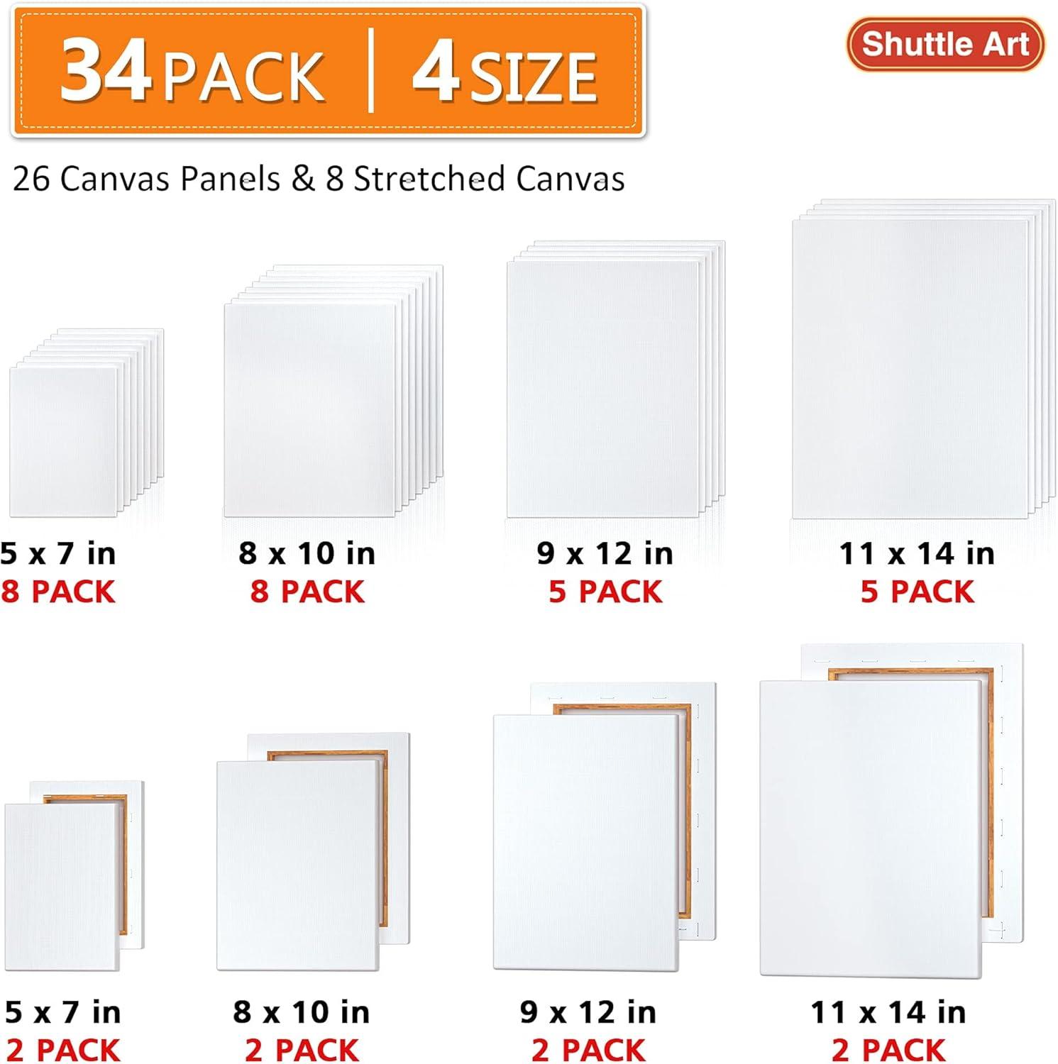 imageShuttle Art Canvases and Acrylic Paint Bundle Art Painting Supplies Set for 18 Colors Acrylic Paint Bottles 240ml812oz amp 34 Pack Painting Canvas 5x7 8x10 9x12 11x14
