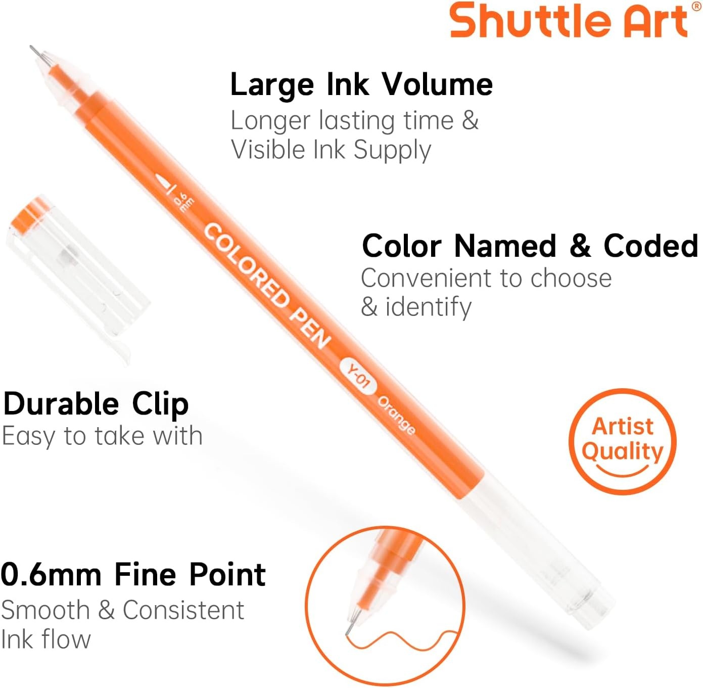 image:imageShuttle Art Alcohol Marker Bundle Set of 51 Colors Brush Tip Alcohol Markers  30 Colors Journal Pens
