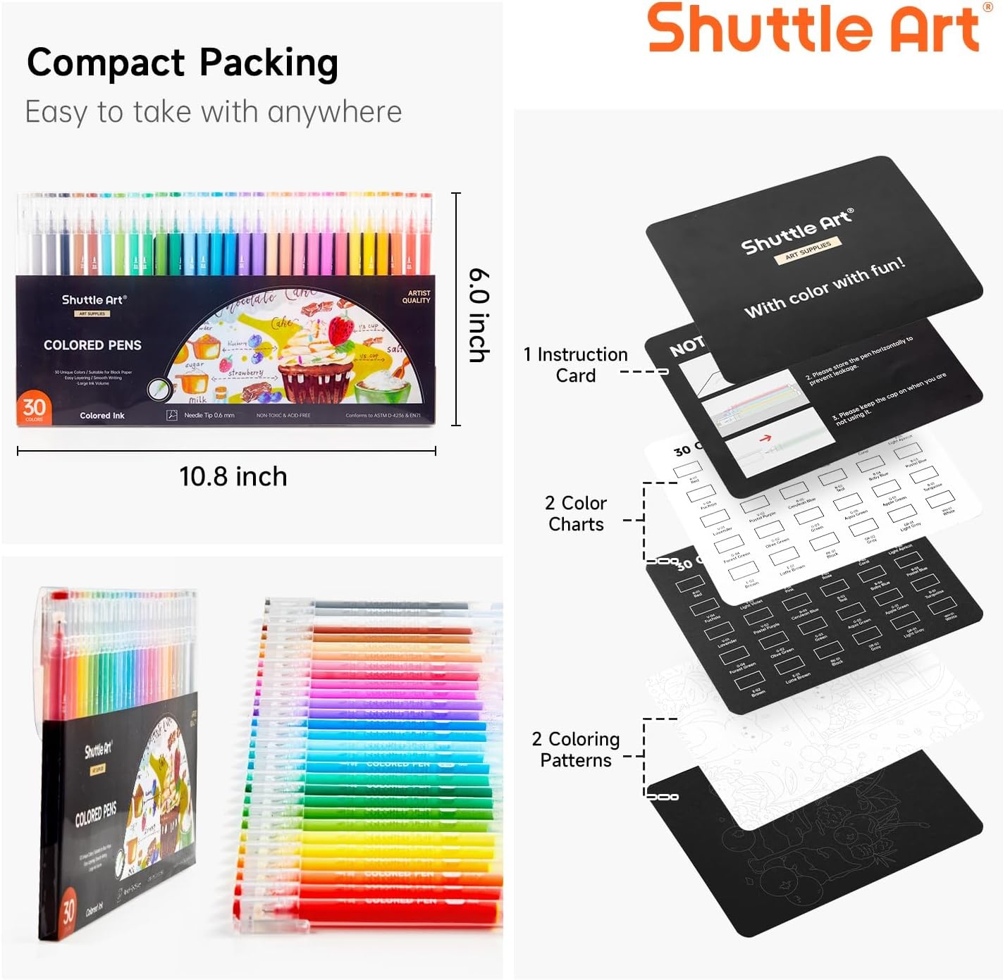 image:imageShuttle Art Alcohol Marker Bundle Set of 51 Colors Brush Tip Alcohol Markers  30 Colors Journal Pens