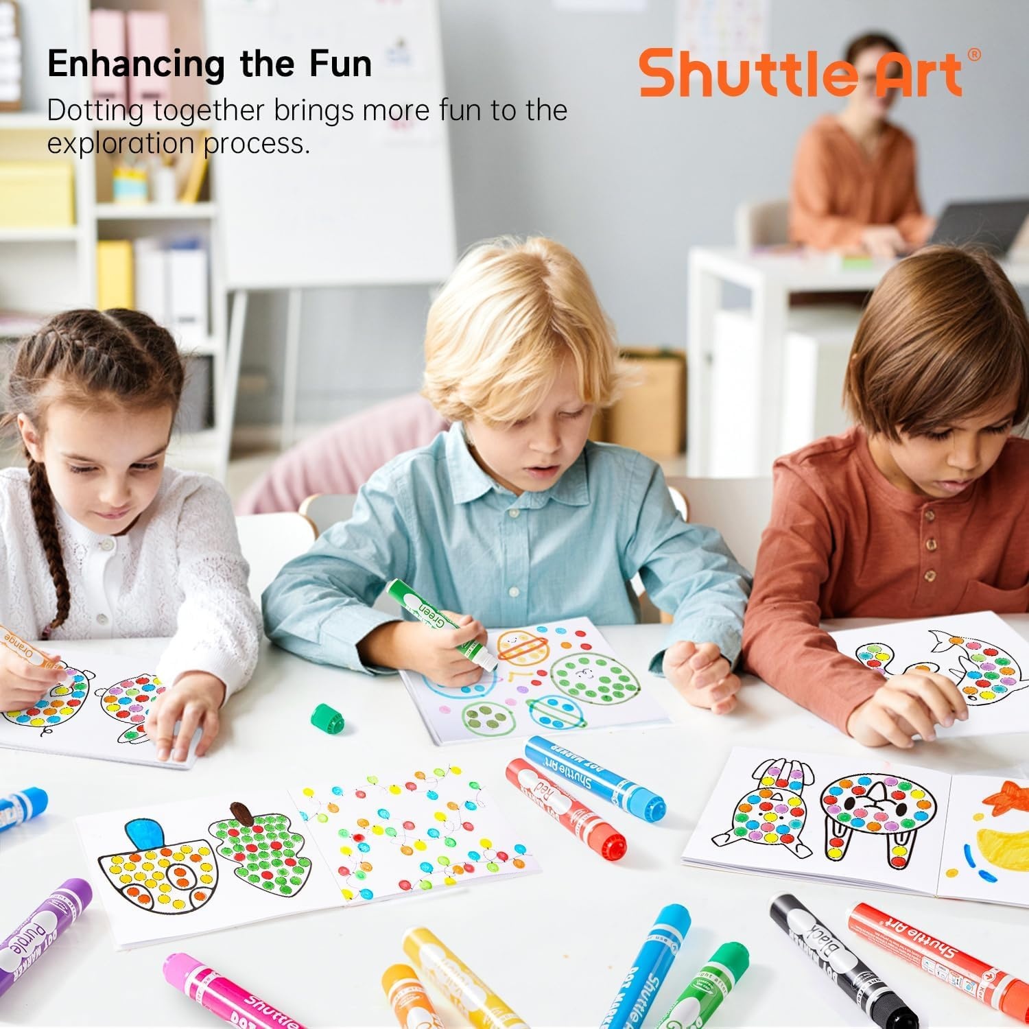 image:imageShuttle Art Dot Markers 20 Colors Washable Markers for ToddlersBingo Daubers Supplies Kids Preschool Children Non Toxic WaterBased Pack of 2