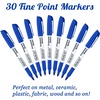Shuttle Art Permanent Markers Bundle, 30 Pack Black and 30 Pack Blue Permanent Marker set,Fine Point, Works on Plastic,Wood,Stone,Metal and Glass for Doodling, Marking