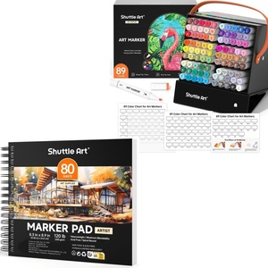 Shuttle Art Alcohol Marker Pad Bundle, Set of 88 Colors Dual Tip Alcohol Markers + 80 Sheets Marker Pad