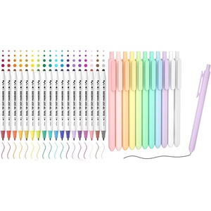 Shuttle Art Dual Tip Dot Marker Pens Bundle – 18 Colors Dual Tip Dot Marker Pens + 11 Pack Black Ink Retractable Pastel Gel Ink Pens