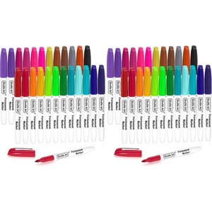 Shuttle Art Permanent Markers, 24 Colors Fine Point Assorted Colors Permanent Marker Set, Works on Plastic,Wood,Stone,Metal and Glass for Doodling, Coloring, Marking (Pack of 2)