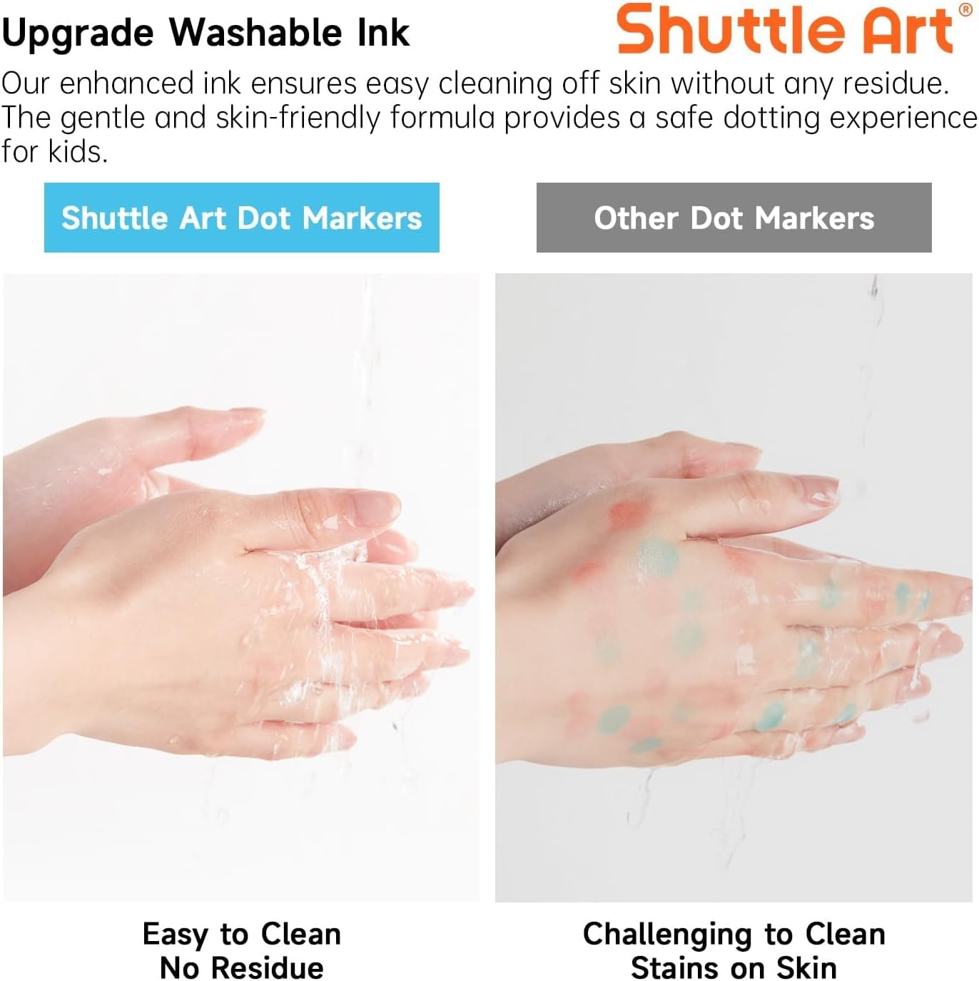 image:imageShuttle Art Dot Markers 10 Colors Washable Markers for ToddlersBingo Daubers Supplies Kids Preschool Children Non Toxic WaterBased Pack of 2