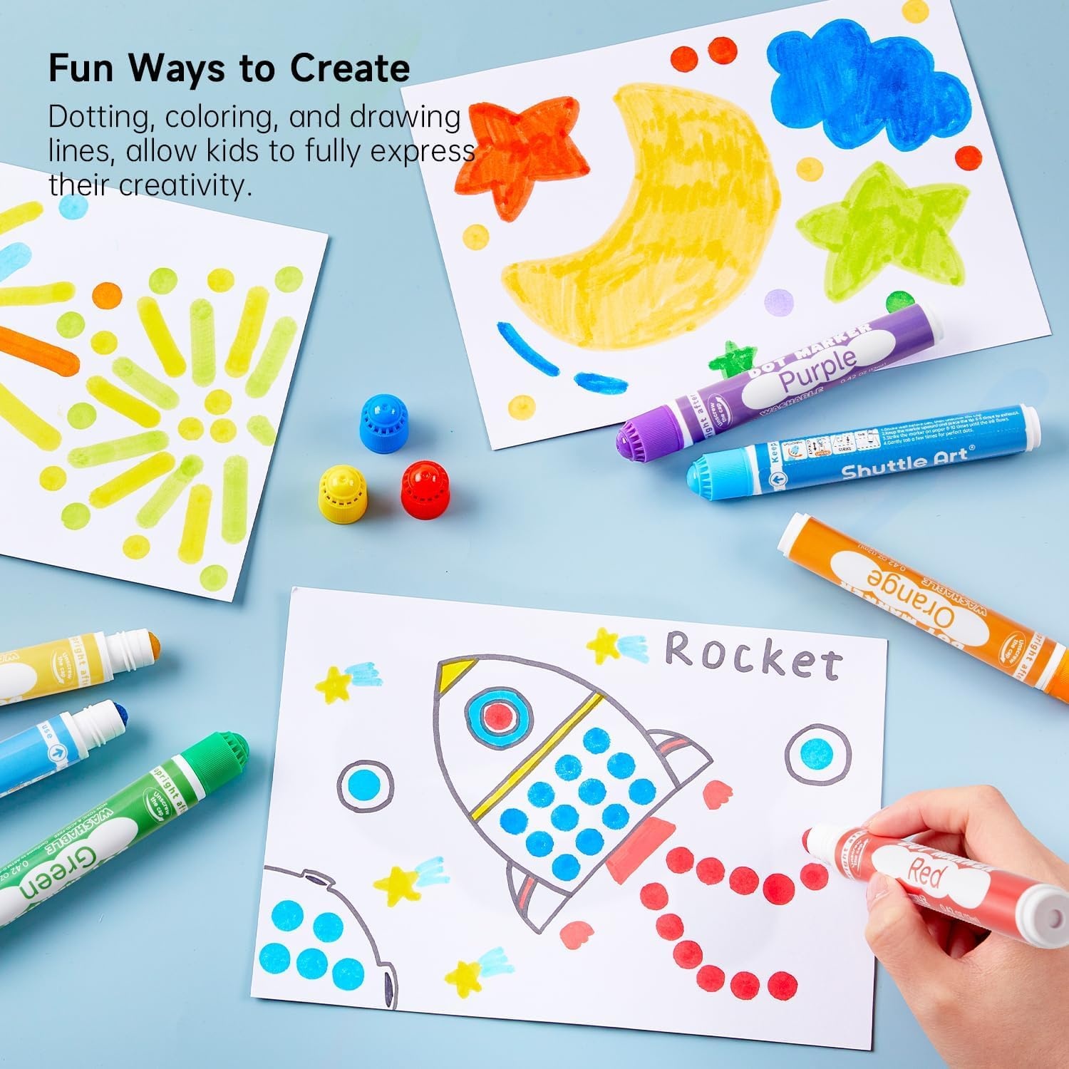 image:imageShuttle Art Dot Markers 10 Colors Washable Markers for ToddlersBingo Daubers Supplies Kids Preschool Children Non Toxic WaterBased Pack of 2