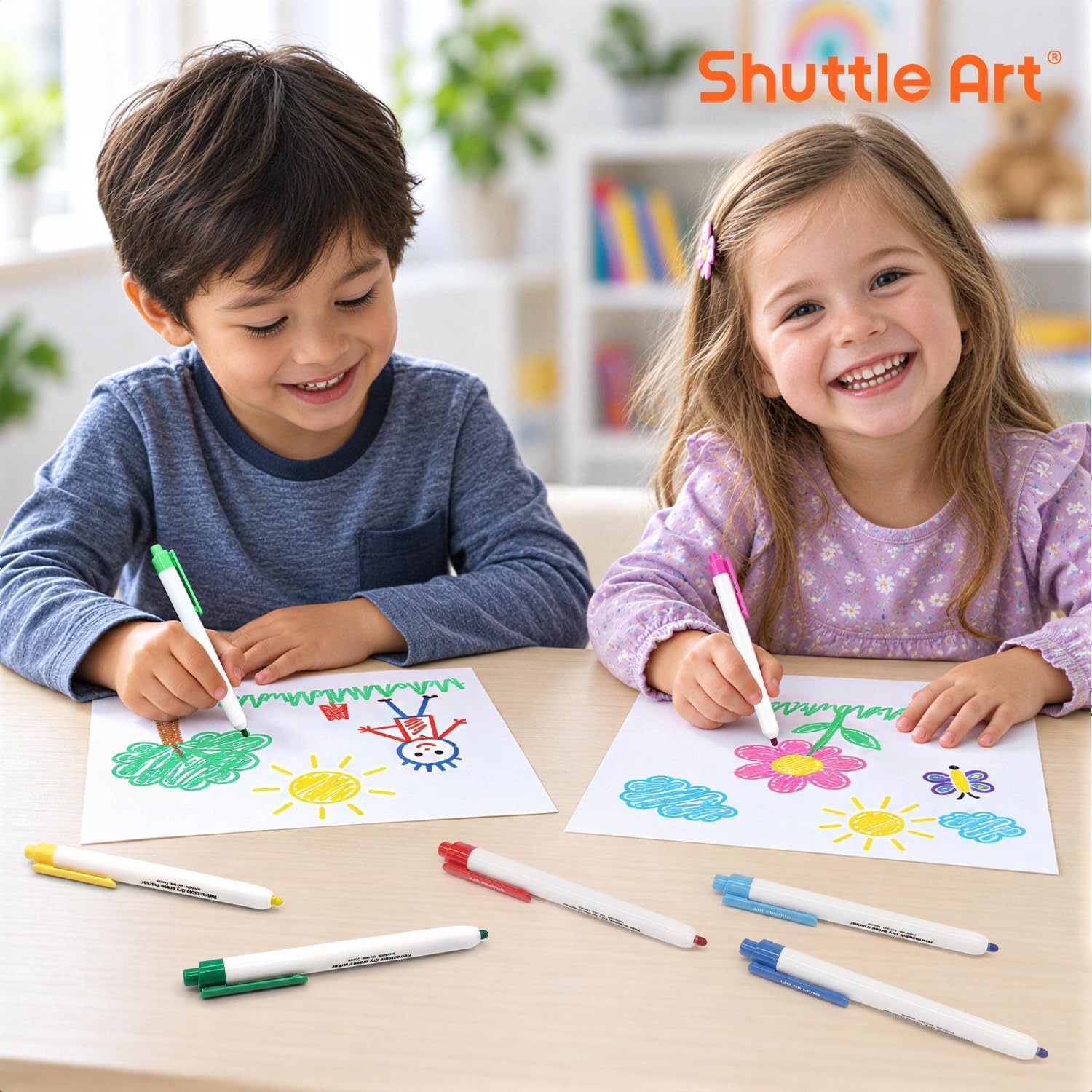 image:imageShuttle Art Retractable Dry Erase Markers 12 Assorted Colors Fine Point
