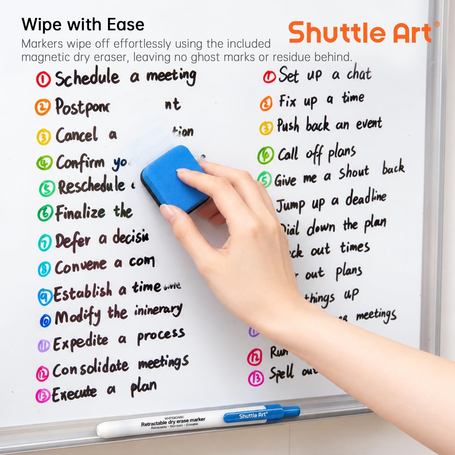 image:imageShuttle Art Retractable Dry Erase Markers 12 Assorted Colors Fine Point