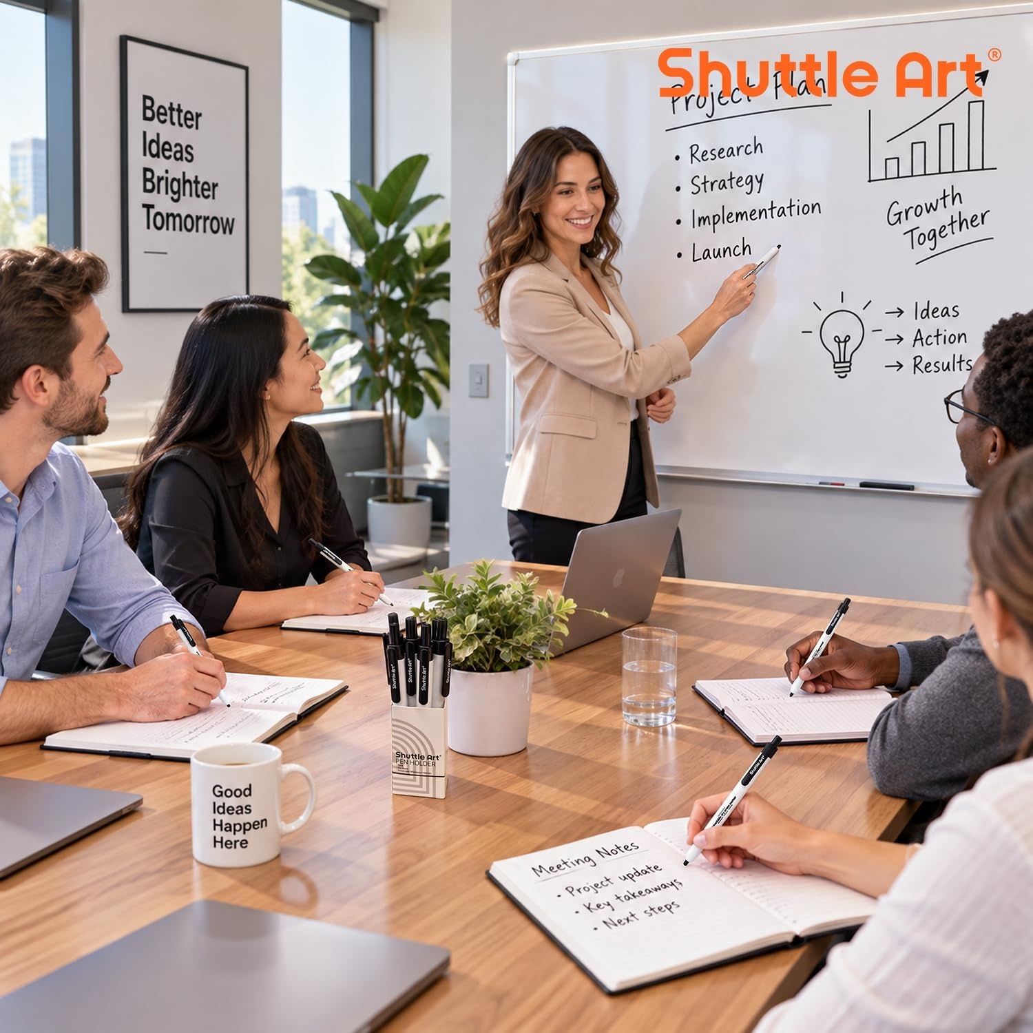 image:imageShuttle Art Retractable Dry Erase Markers 15 Bold Black Fine Point