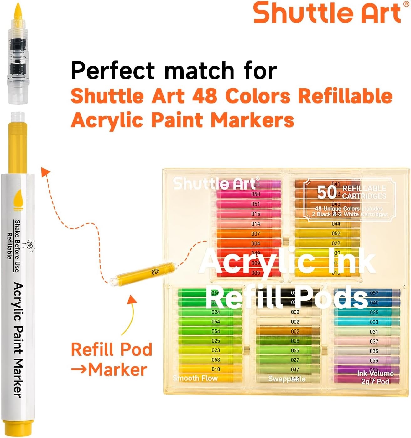 image:imageShuttle Art 48 Colors Refillable Acrylic Markers with 50 Refills48 Colors