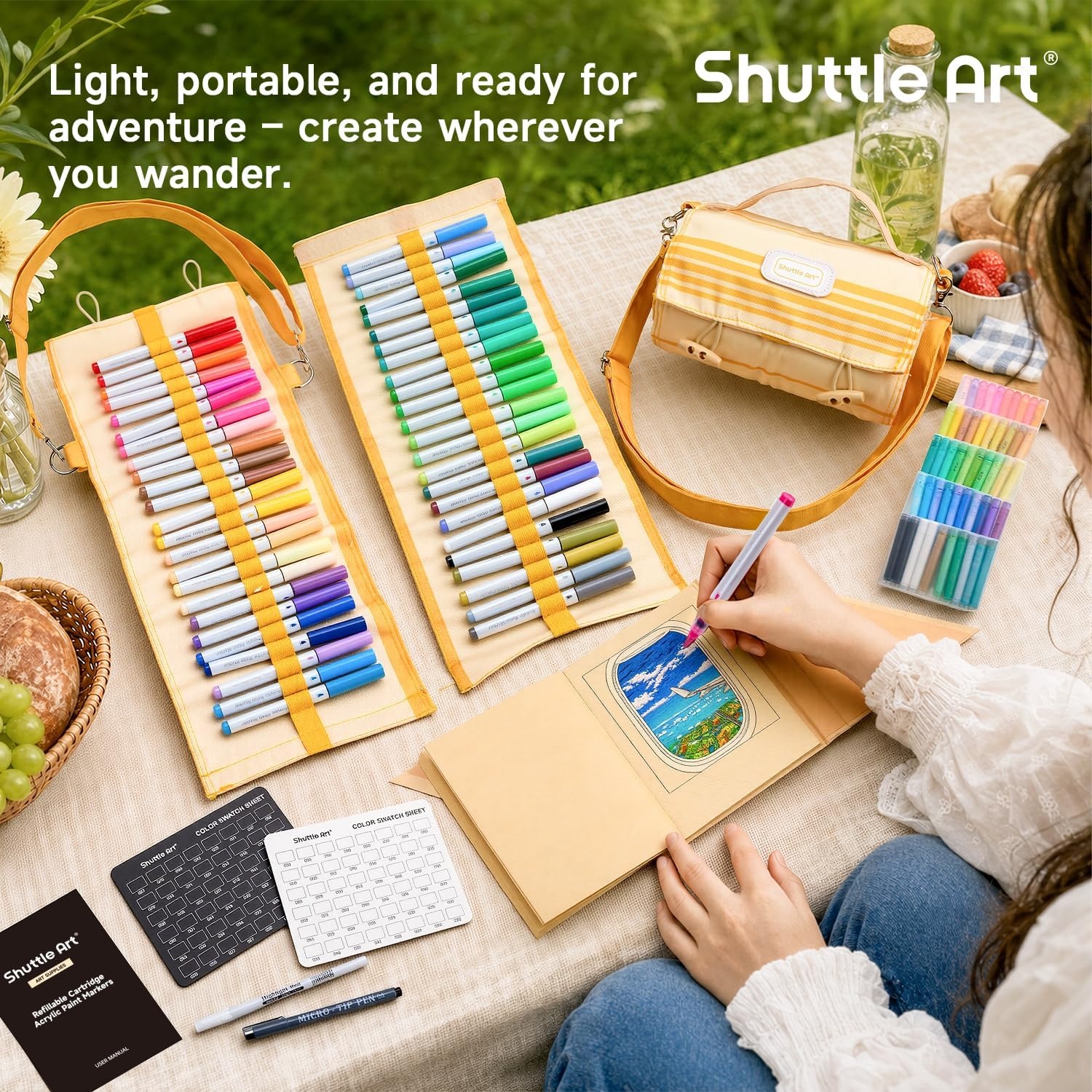 image:imageShuttle Art 48 Colors Refillable Acrylic Markers with 50 Refills48 Colors