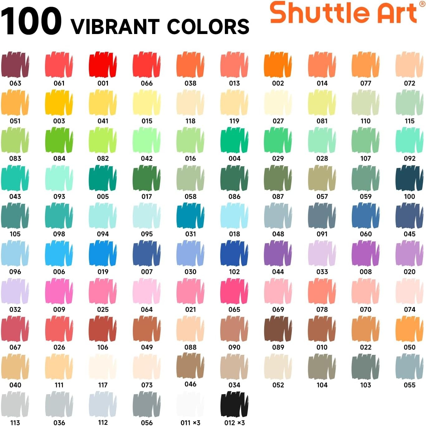 image:imageShuttle Art 48 Colors Refillable Acrylic Markers with 50 Refills96 Colors