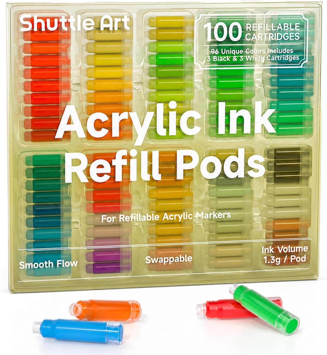 image:imageShuttle Art 48 Colors Refillable Acrylic Markers with 50 Refills96 Colors