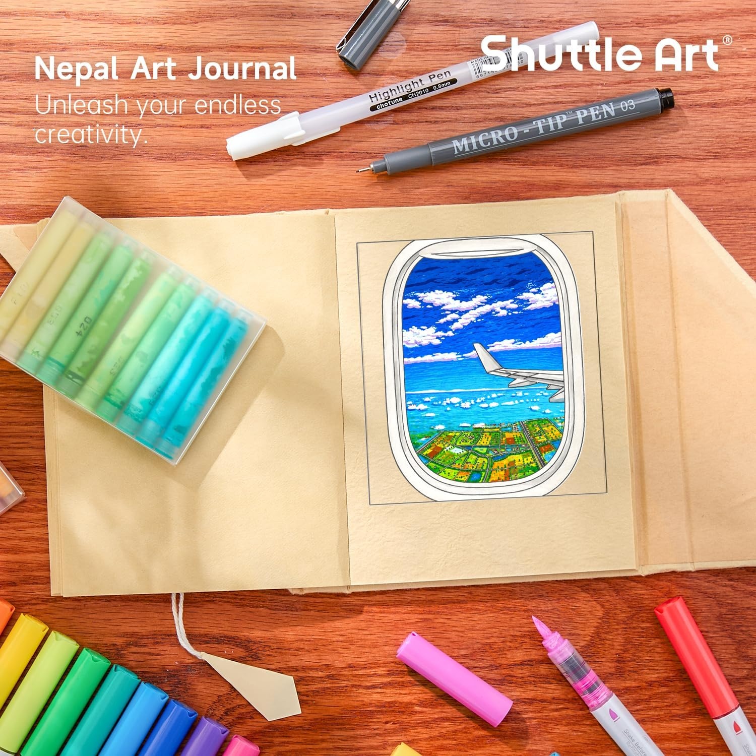 image:imageShuttle Art 48 Refillable Markers 551x551 Acrylic Marker Journal