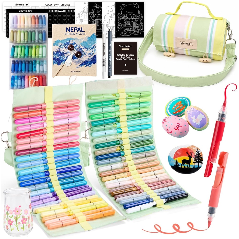 image:imageShuttle Art 48 Colors Refillable Acrylic Markers with 50 Refills96 Colors