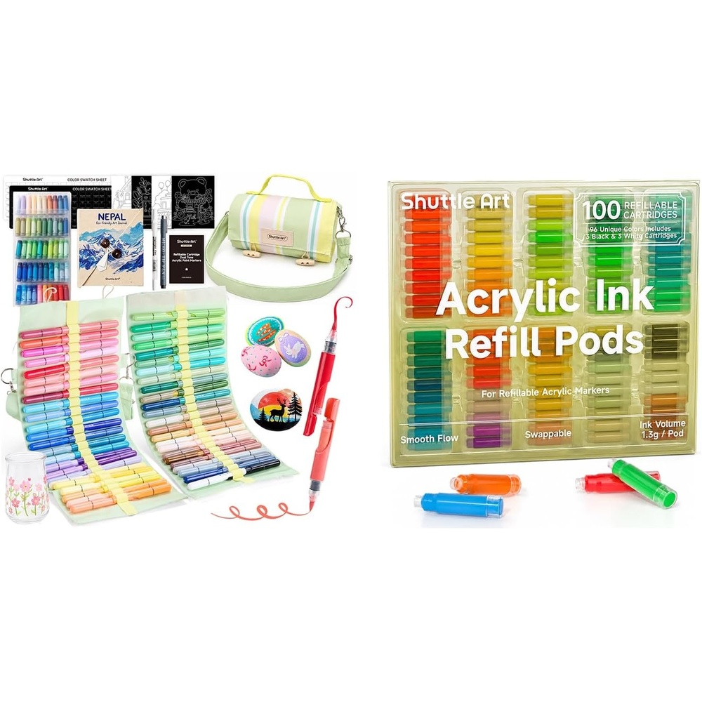 image:imageShuttle Art 96 DualTone Refillable Markers 100 Matching Ink Refills