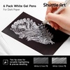 Shuttle Art Colored Pens, 180 Vibrant Colors Cute Journal Pens 0.6mm Fine Point Colored Gel Pens for Black Paper in Portable Bag for Coloring Writing Drawing Journaling Note Taking School Office Home(6 White)