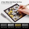 Shuttle Art Colored Pens, 180 Vibrant Colors Cute Journal Pens 0.6mm Fine Point Colored Gel Pens for Black Paper in Portable Bag for Coloring Writing Drawing Journaling Note Taking School Office Home(4 White  1 Gold  1 Silver)