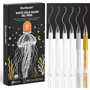 Shuttle Art Colored Pens, 180 Vibrant Colors Cute Journal Pens 0.6mm Fine Point Colored Gel Pens for Black Paper in Portable Bag for Coloring Writing Drawing Journaling Note Taking School Office Home(4 White  1 Gold  1 Silver)