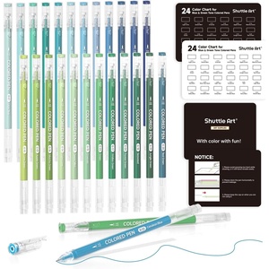 Shuttle Art Colored Pens, 180 Vibrant Colors Cute Journal Pens 0.6mm Fine Point Colored Gel Pens for Black Paper in Portable Bag for Coloring Writing Drawing Journaling Note Taking School Office Home(24 Colors)