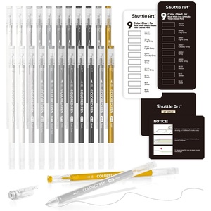 Shuttle Art Colored Pens, 180 Vibrant Colors Cute Journal Pens 0.6mm Fine Point Colored Gel Pens for Black Paper in Portable Bag for Coloring Writing Drawing Journaling Note Taking School Office Home(22 Black White Gray & Metallic Tone)