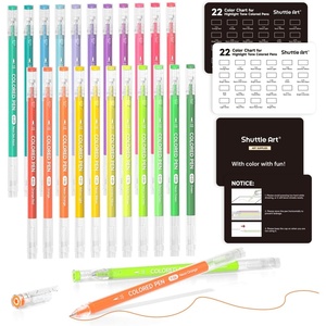 Shuttle Art Colored Pens, 180 Vibrant Colors Cute Journal Pens 0.6mm Fine Point Colored Gel Pens for Black Paper in Portable Bag for Coloring Writing Drawing Journaling Note Taking School Office Home(22 Highlight Tone)