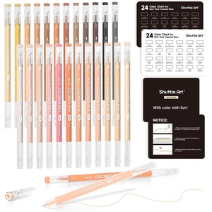 Shuttle Art Colored Pens, 180 Vibrant Colors Cute Journal Pens 0.6mm Fine Point Colored Gel Pens for Black Paper in Portable Bag for Coloring Writing Drawing Journaling Note Taking School Office Home(24 Skin Tone)