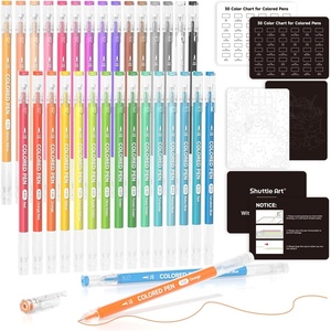 Shuttle Art Colored Pens, 180 Vibrant Colors Cute Journal Pens 0.6mm Fine Point Colored Gel Pens for Black Paper in Portable Bag for Coloring Writing Drawing Journaling Note Taking School Office Home(30 Colors)