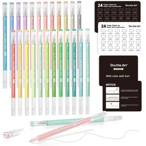 Shuttle Art Colored Pens, 180 Vibrant Colors Cute Journal Pens 0.6mm Fine Point Colored Gel Pens for Black Paper in Portable Bag for Coloring Writing Drawing Journaling Note Taking School Office Home(24 Pastel Tone)