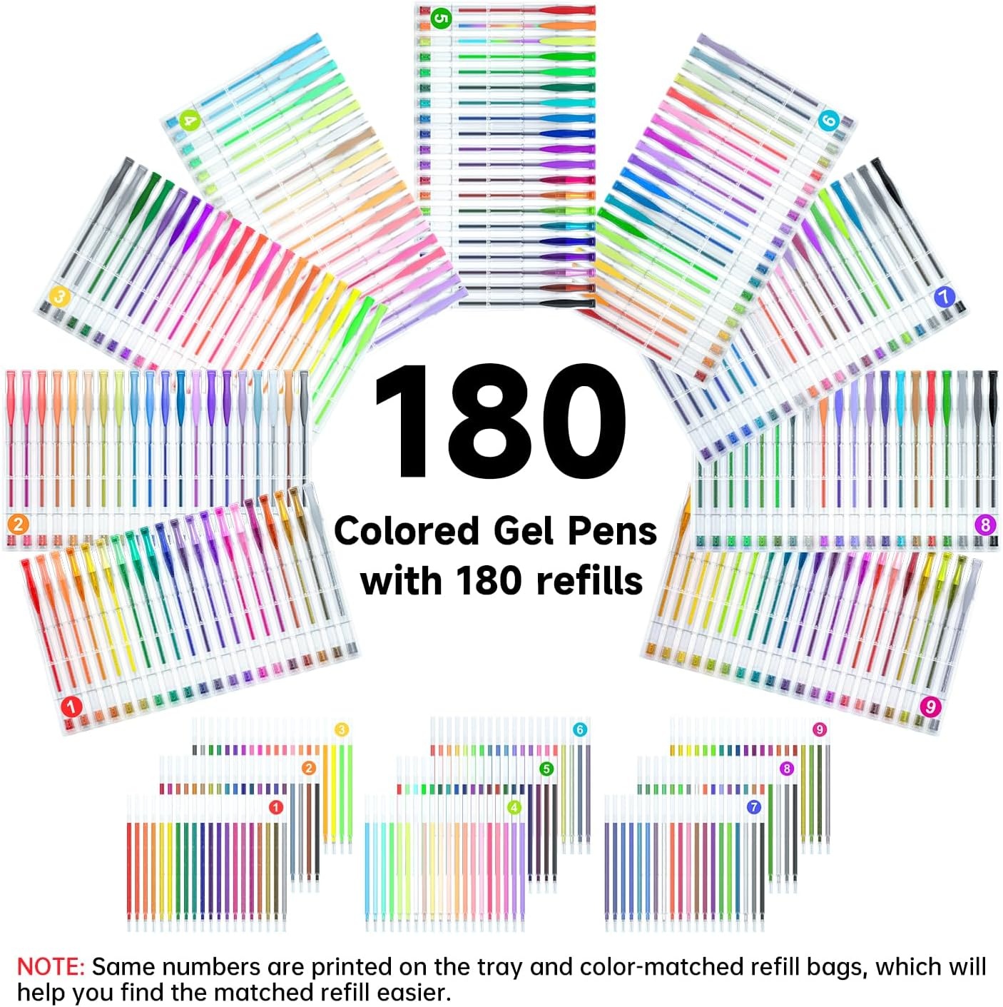 image:imageShuttle Art 720 Pack Gel Pens Set 180 Colors Gel Pen Set Plus 180 Color Refills Perfect for Adult Coloring Books Doodling Drawing Art Markers
