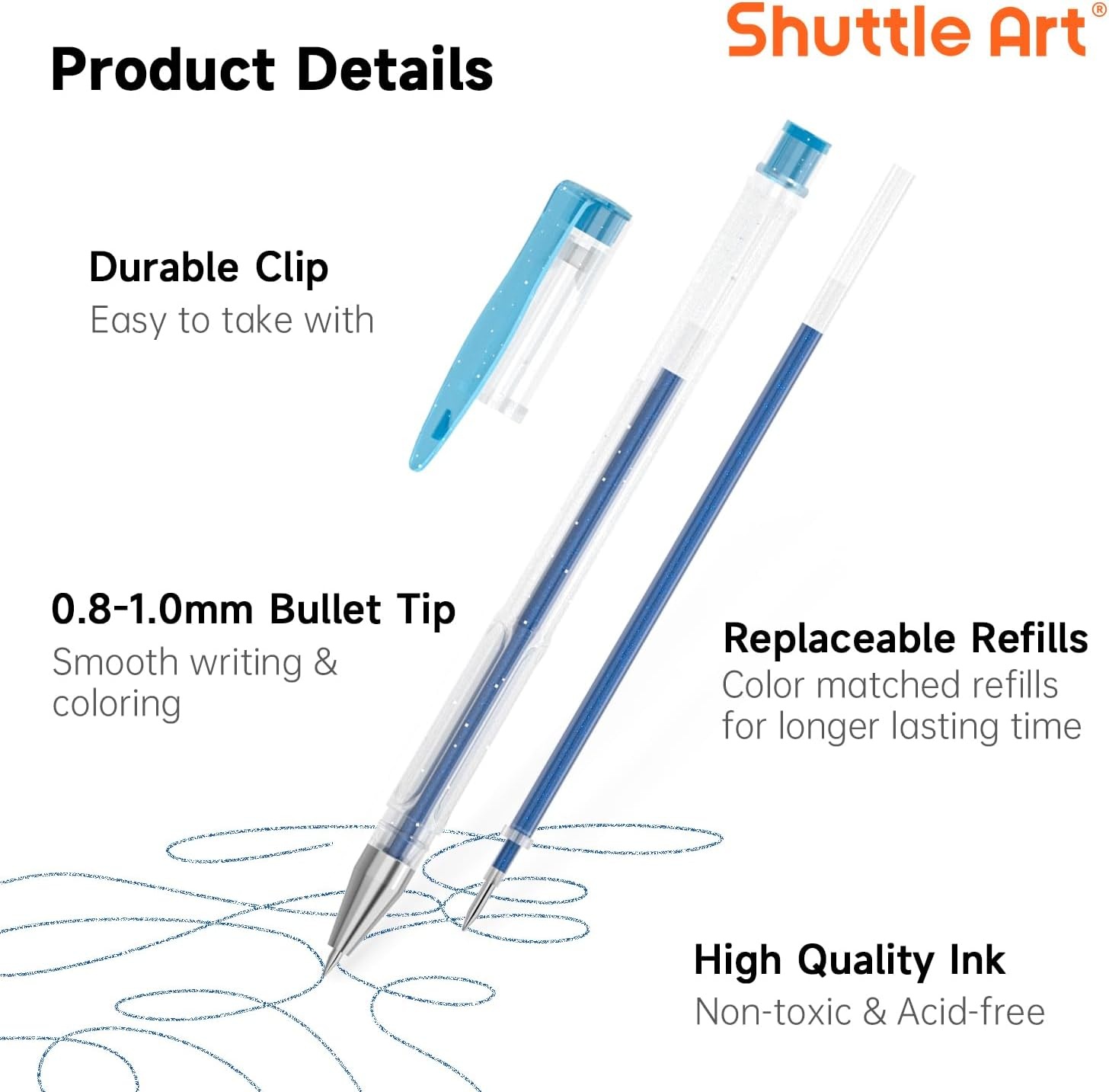 image:imageShuttle Art 720 Pack Gel Pens Set 180 Colors Gel Pen Set Plus 180 Color Refills Perfect for Adult Coloring Books Doodling Drawing Art Markers