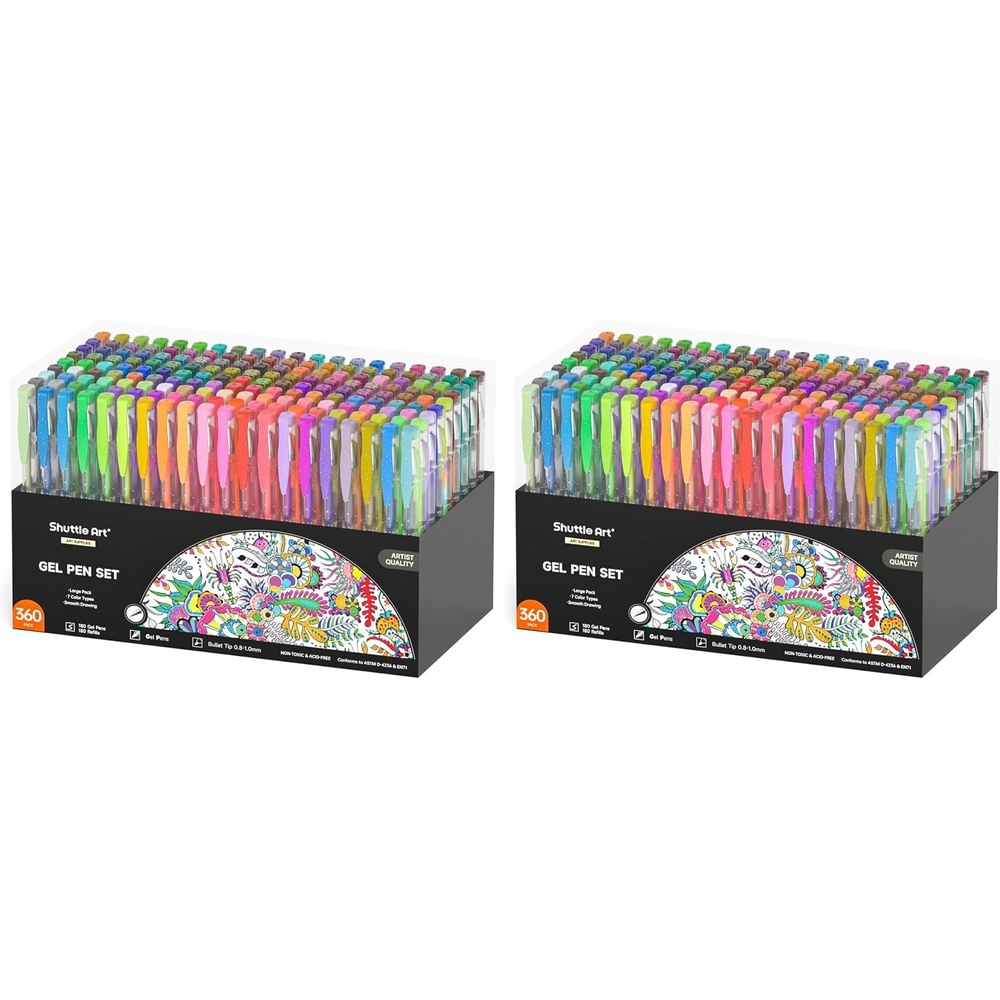 image:imageShuttle Art 720 Pack Gel Pens Set 180 Colors Gel Pen Set Plus 180 Color Refills Perfect for Adult Coloring Books Doodling Drawing Art Markers
