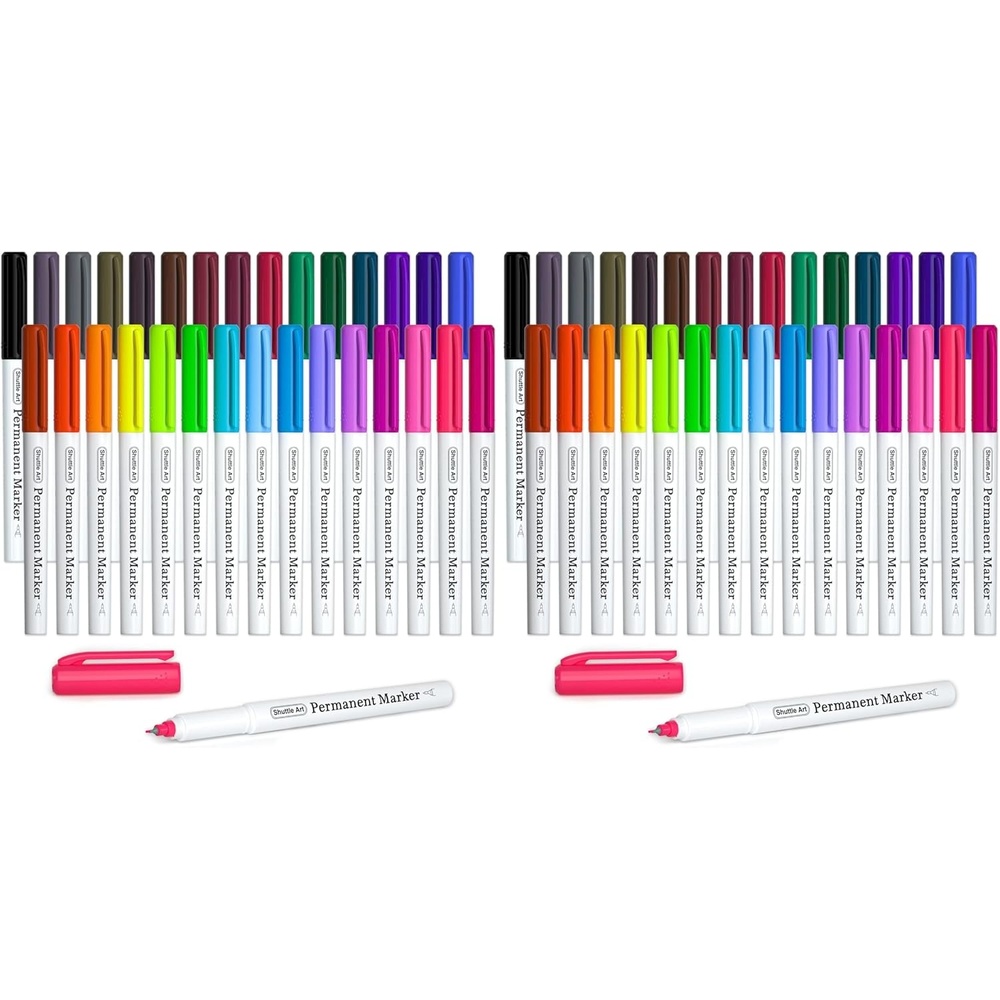 image:imageShuttle Art Permanent Marker 30 Colors Ultra Fine Point Assorted Colors Works on PlasticWoodStoneMetal and Glass for Kids Adult Coloring Doodling Marking Pack of 2