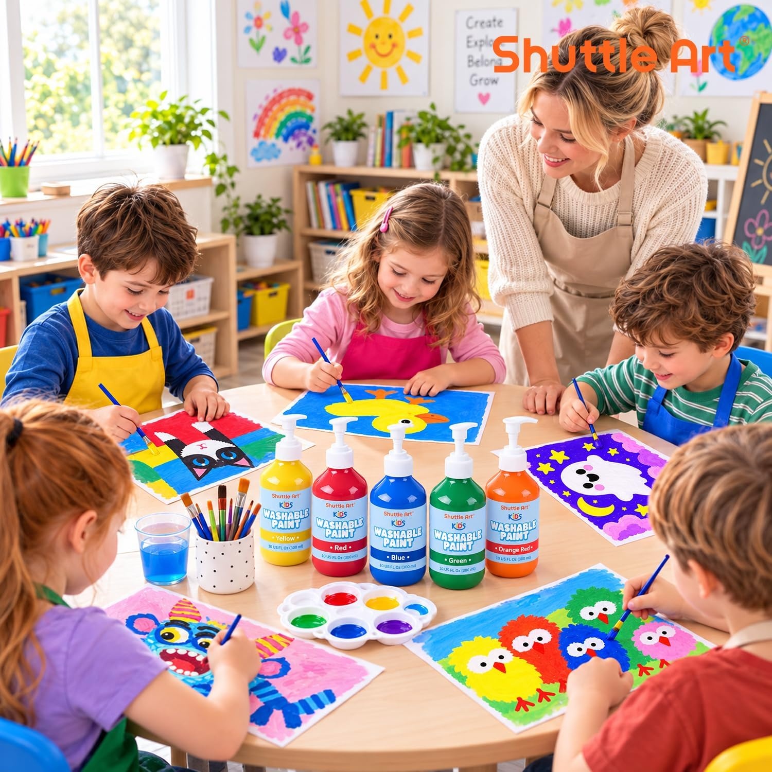 image:imageShuttle Art 16 Colors Washable Paint for Kids 10oz Tempera Paint Bulk