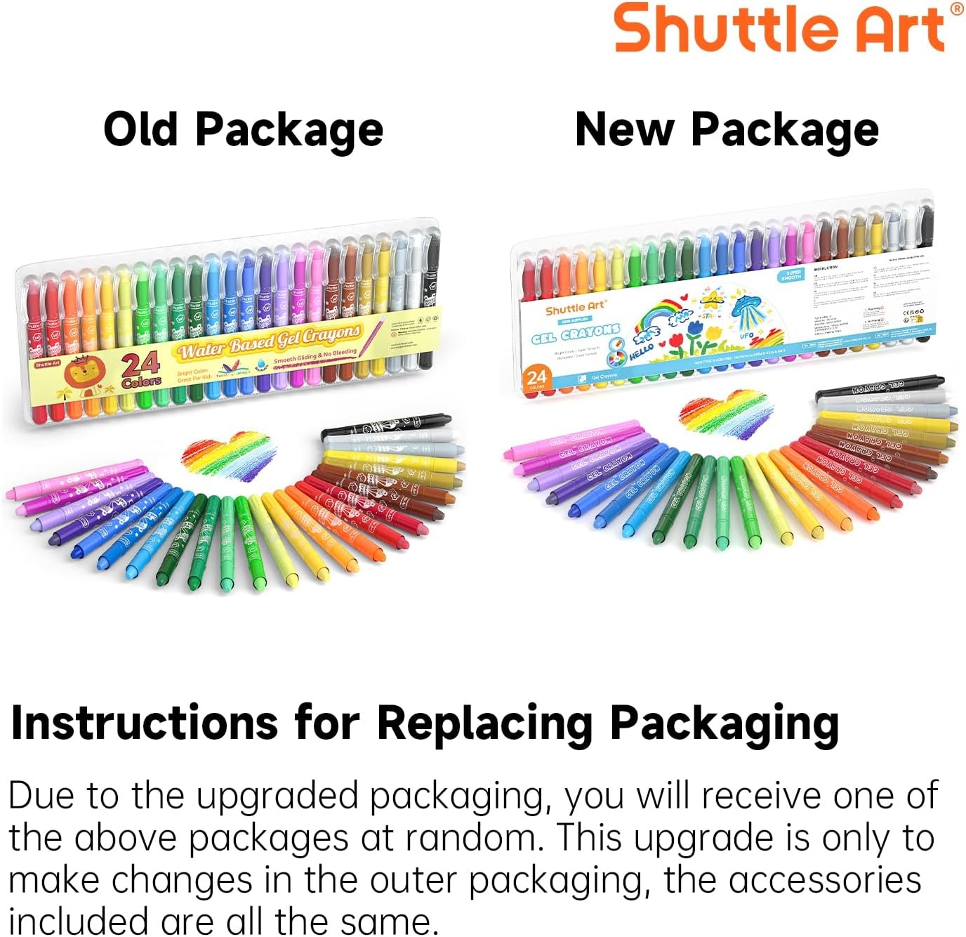 image:imageShuttle Art 24 Colors Gel Crayons for Toddlers NonToxic Crayons Set for Kids Children Coloring CrayonPastelWatercolor Effect Ideal for Paper Pack of 21 Count Pack of 48