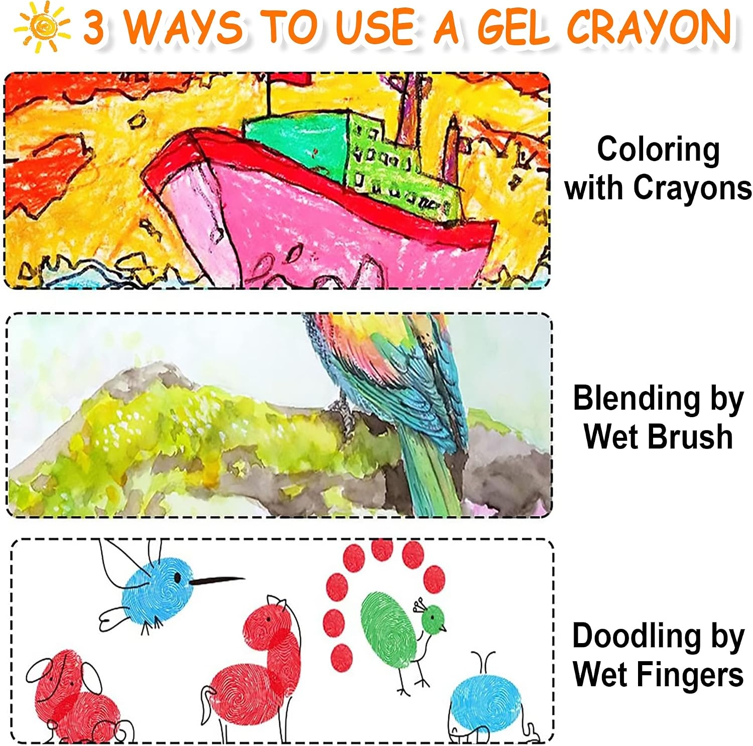 image:imageShuttle Art 24 Colors Gel Crayons for Toddlers NonToxic Crayons Set for Kids Children Coloring CrayonPastelWatercolor Effect Ideal for Paper Pack of 21 Count Pack of 24