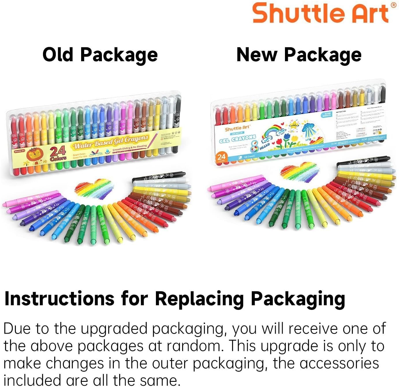 image:imageShuttle Art 24 Colors Gel Crayons for Toddlers NonToxic Crayons Set for Kids Children Coloring CrayonPastelWatercolor Effect Ideal for Paper Pack of 21 Count Pack of 24