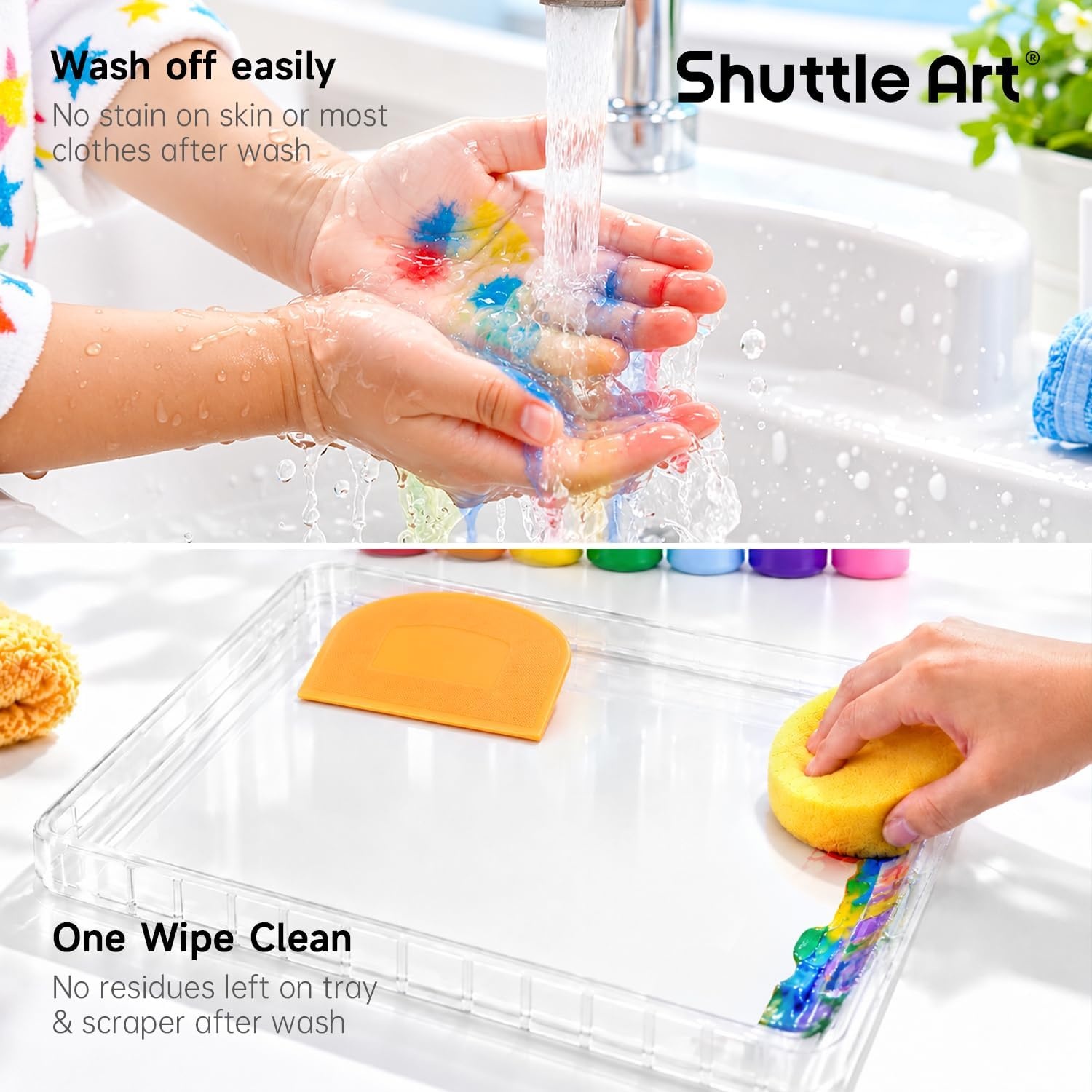 image:imageShuttle Art 37PCS Squeegee Art Kit MessFree Painting for Toddlers with Full Accessories