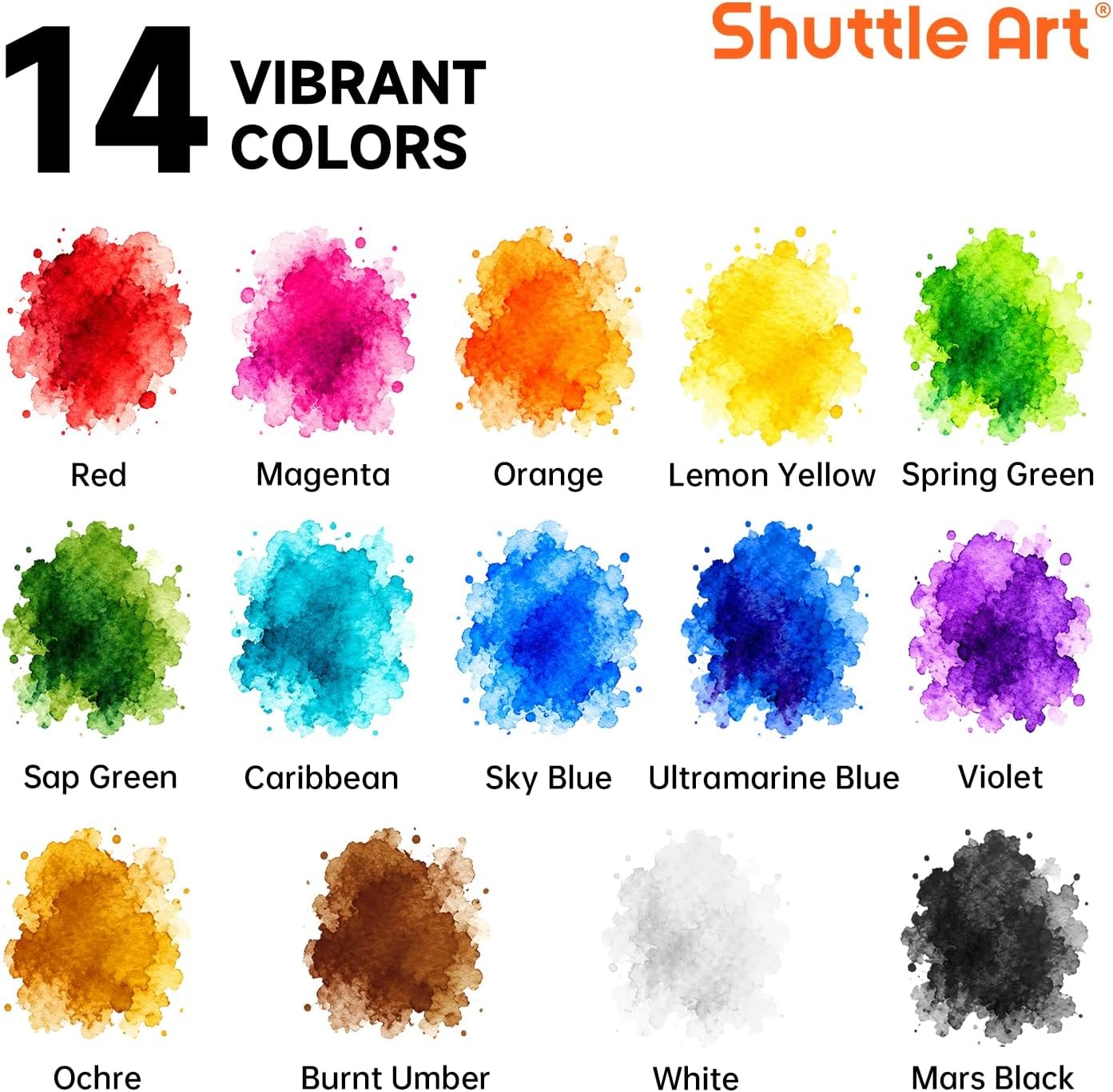image:imageShuttle Art 8 Colors Liquid Watercolor Paint 4oz NonToxic Watercolors14 Colors