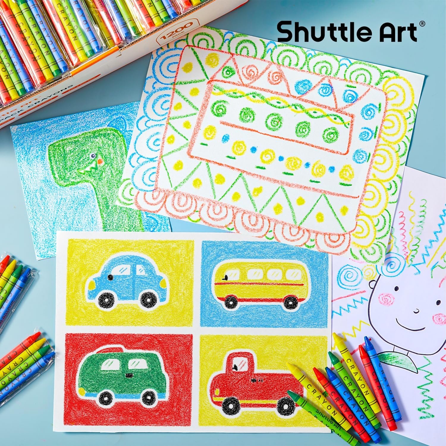 image:imageShuttle Art Crayons Bulk Packs 300 Packs of 4 Colors 1200 Count